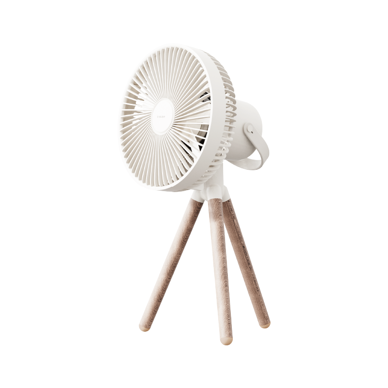 Портативный уличный вентилятор на деревянной треноге SOLOVE 9000мАч , 3 скорости вращения, 3 режима подсветки, с функцией Power bank (1*TypeC 2,4A выход) (F13 White) белый