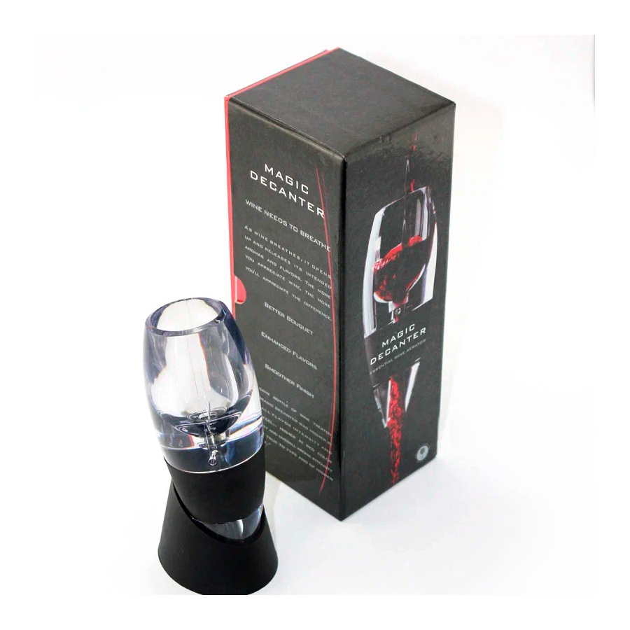 Винный аэратор с подставкой и основанием с длинной ножкой + светодиодная подcветка Kitchen Joy Wine Aerator (KJ-VT01L) , черный