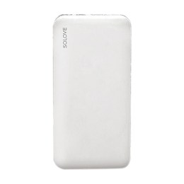 Внешний аккумулятор Power Bank Xiaomi (Mi) SOLOVE 10000mAh Type-C с 2xUSB выходом, кожаный чехол (001M+ White RUS) (РУССКАЯ ВЕРСИЯ!!), белый