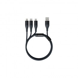 USB кабель SOLOVE DW2 синий RUS (Lightning, Micro USB, USB-C, 120см, 5V, 2.4А, в нейлоновой оплетке, тех.пакет)