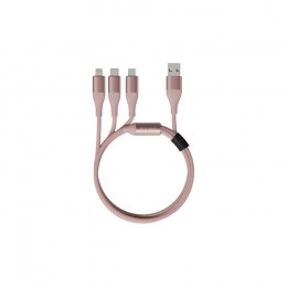 Кабель 3 in 1 USB Lightning/Micro/Type-C  Xiaomi (Mi) SOLOVE 120 см 5V 2,4А нейлоновая оплетка (DW2 Pink), техпак розовый