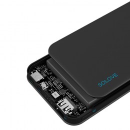 Внешний аккумулятор Power Bank Xiaomi (Mi) SOLOVE 10000mAh с двусторонним USB входом, выходами Lightning и Type-C и ремешком на руку (X8 Black)