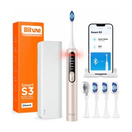 Электрическая зубная щетка Bitvae S3 Smart E-Toothbrush с поддержкой прилоложения для смартфонов (чехол  + 4 насадки + держатель + 4 колпачка для насадок) (S3) GLOBAL, белая