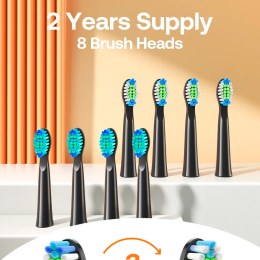 Электрическая зубная щетка Bitvae D2 Daily Toothbrush (Футляр + подставка  + 8 насадок + колпачок + 2 internal brushheads), до 60 дней (D2 + Case + 8 Heads ) GLOBAL, черная