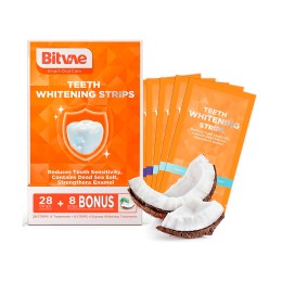 Полоски для отбеливания зубов Bitvae BV018 Teeth Whitening Strips (36шт = 18 пар) (BV018) GLOBAL, прозрачные со вкусом кокосового ореха